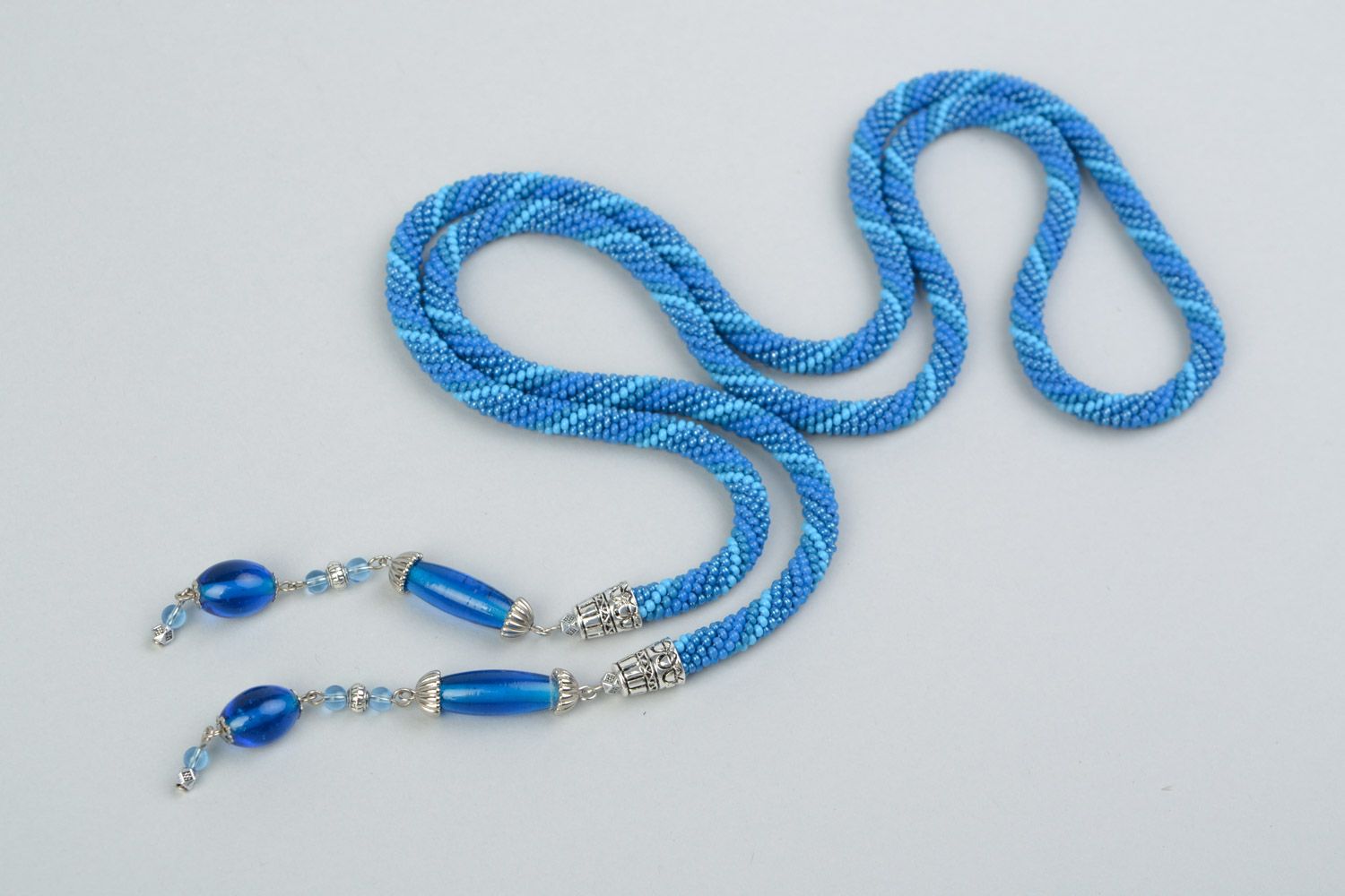 Einzigartige blaue Litze aus Glasperlen mit Glas Perlen handmade für Damen schön foto 4