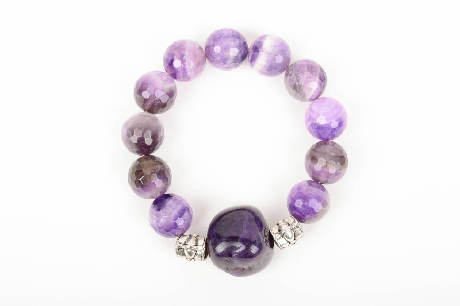 Фиолетовый браслет ручной работы из натуральных камней аксессуар для девушек фото 3