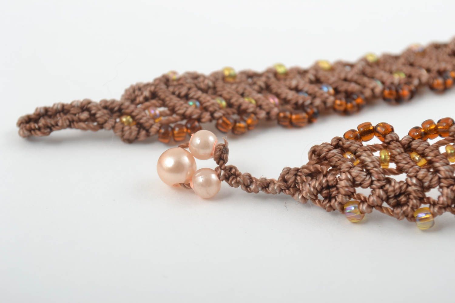 Schmuck Collier handmade Makramee Halskette Accessoire für Frauen braun modisch foto 4