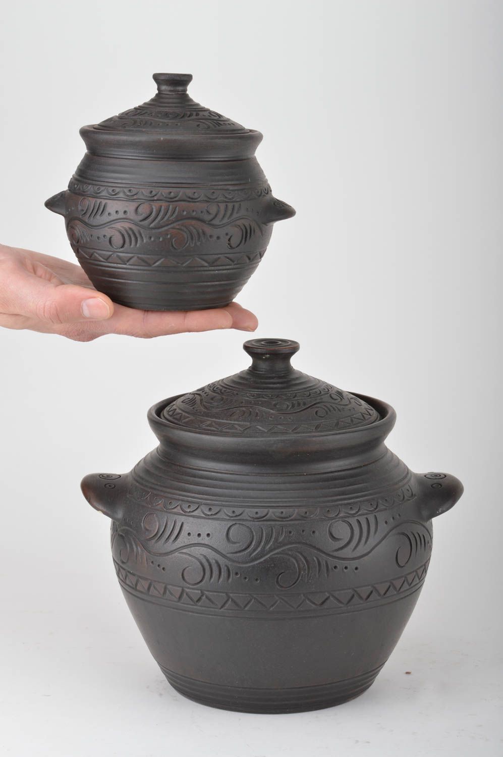Potes de cerámica hechos a mano 2 artículos con capacidad de 500 ml y 4 l  foto 3