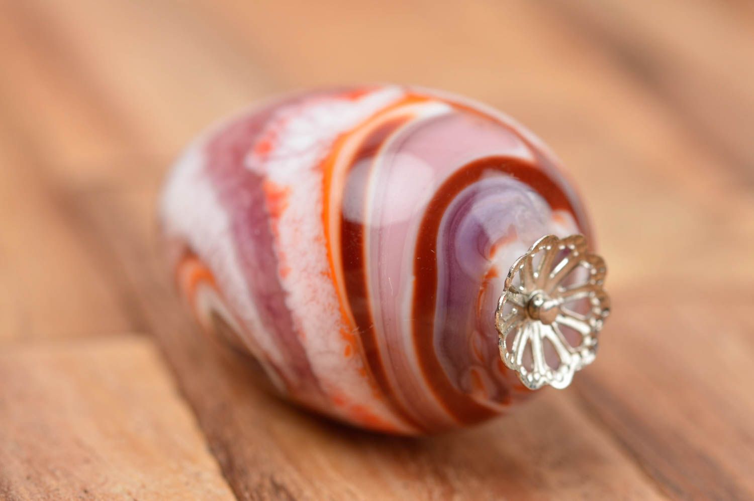 Cuenta de cristal de Murano con forma de huevo para bisutería hecha a mano  foto 2