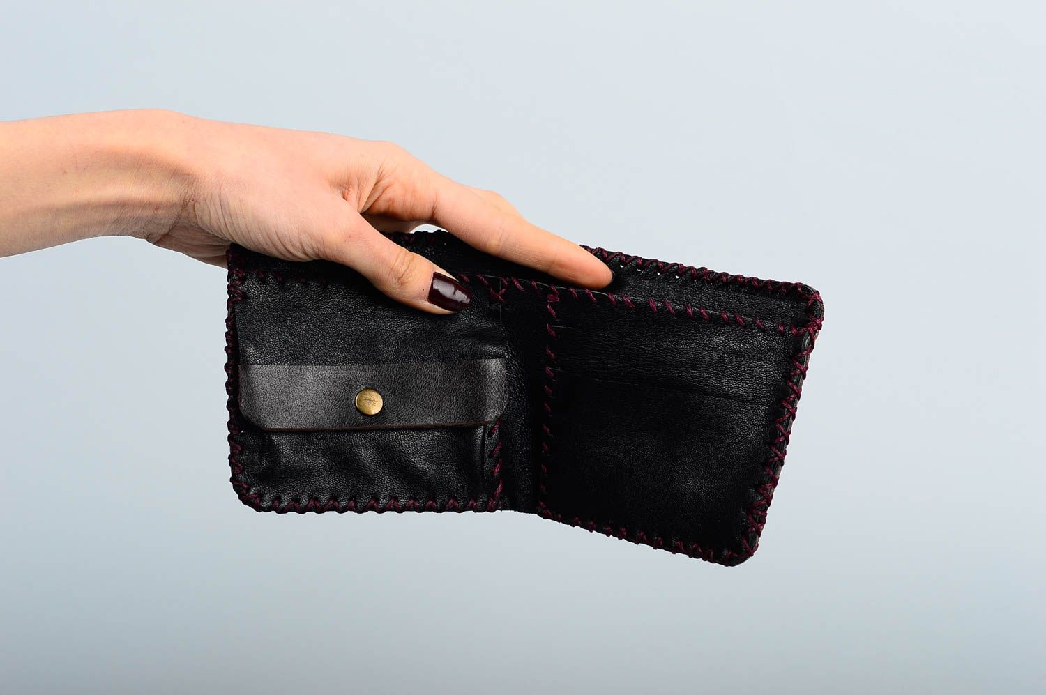 Cartera de cuero para hombres accesorio de moda hecho a mano billetera artesanal foto 2