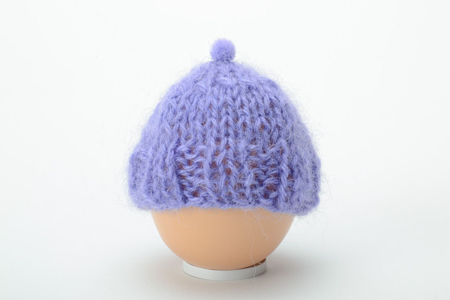 Schöner lustiger gestrickter Eierwärmer Mütze in Blau handmade zu Ostern  foto 2