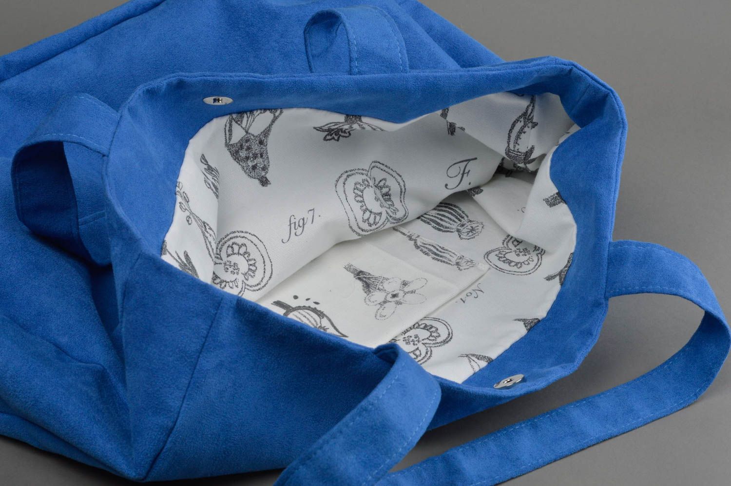 Bolso de moda de gamuza azul hecho a mano regalo original accesorio de mujeres foto 3
