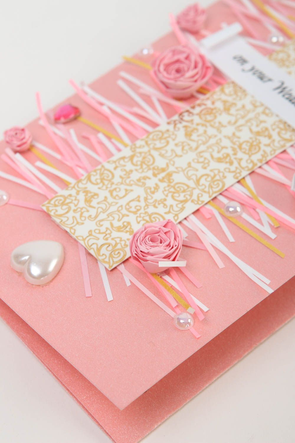 Tarjeta de felicitación rosada elegante postal hecha a mano regalo original foto 2