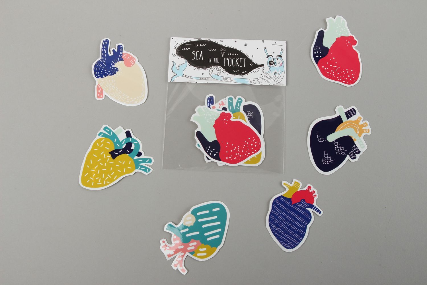 Handmade Aufkleber Set Sticker für Laptop Sticker für Wand 6 Stück Herzen  foto 2