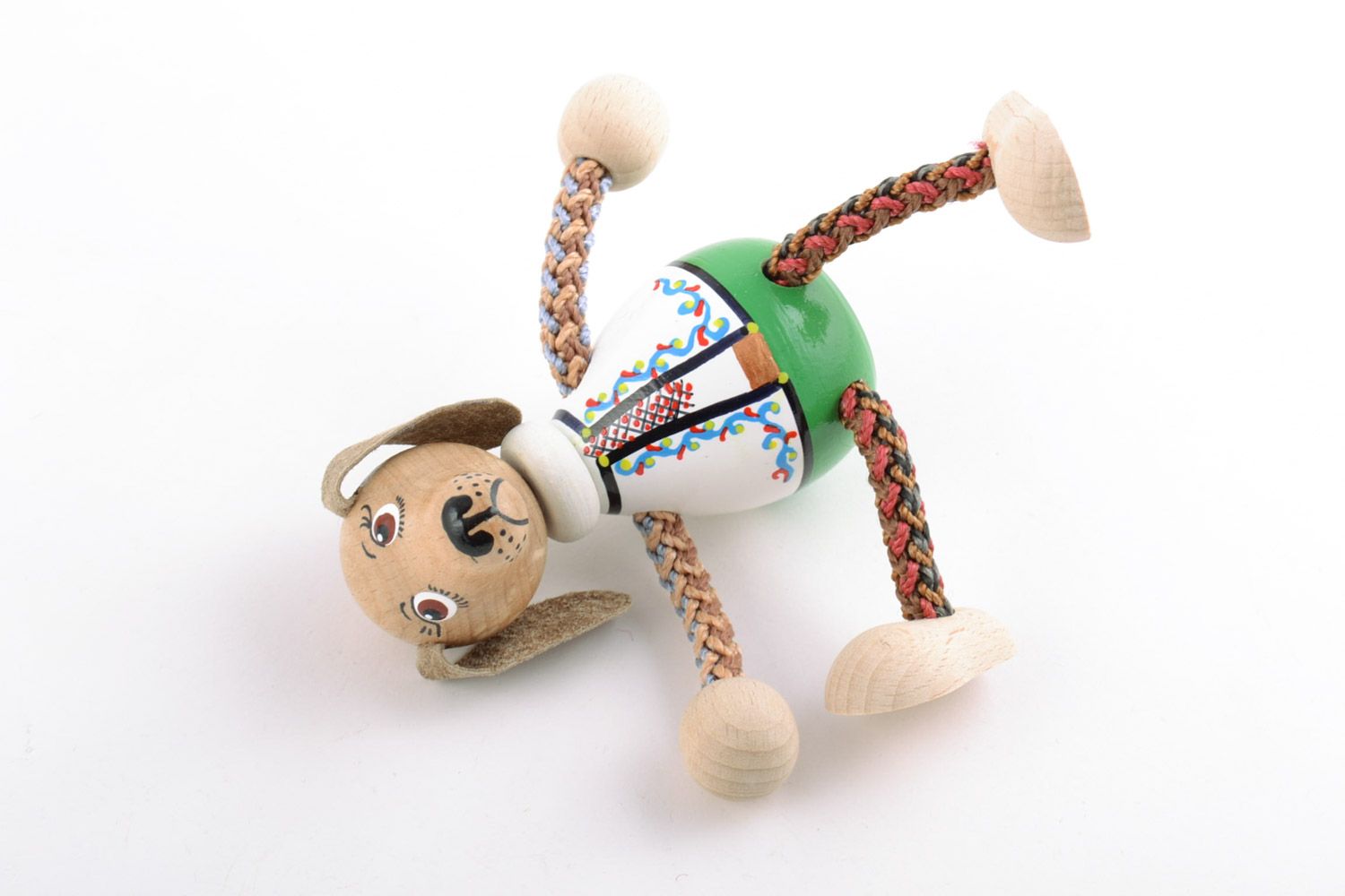 Öko Holz Spielzeug Hund grell schön Handarbeit Geschenk für Kinder foto 5