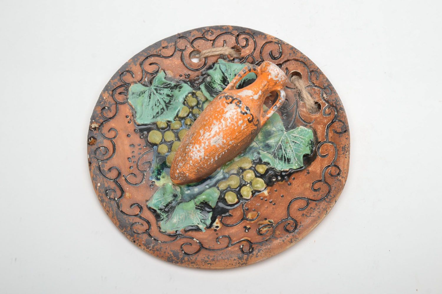 Keramik Wandbild Weintrauben foto 2