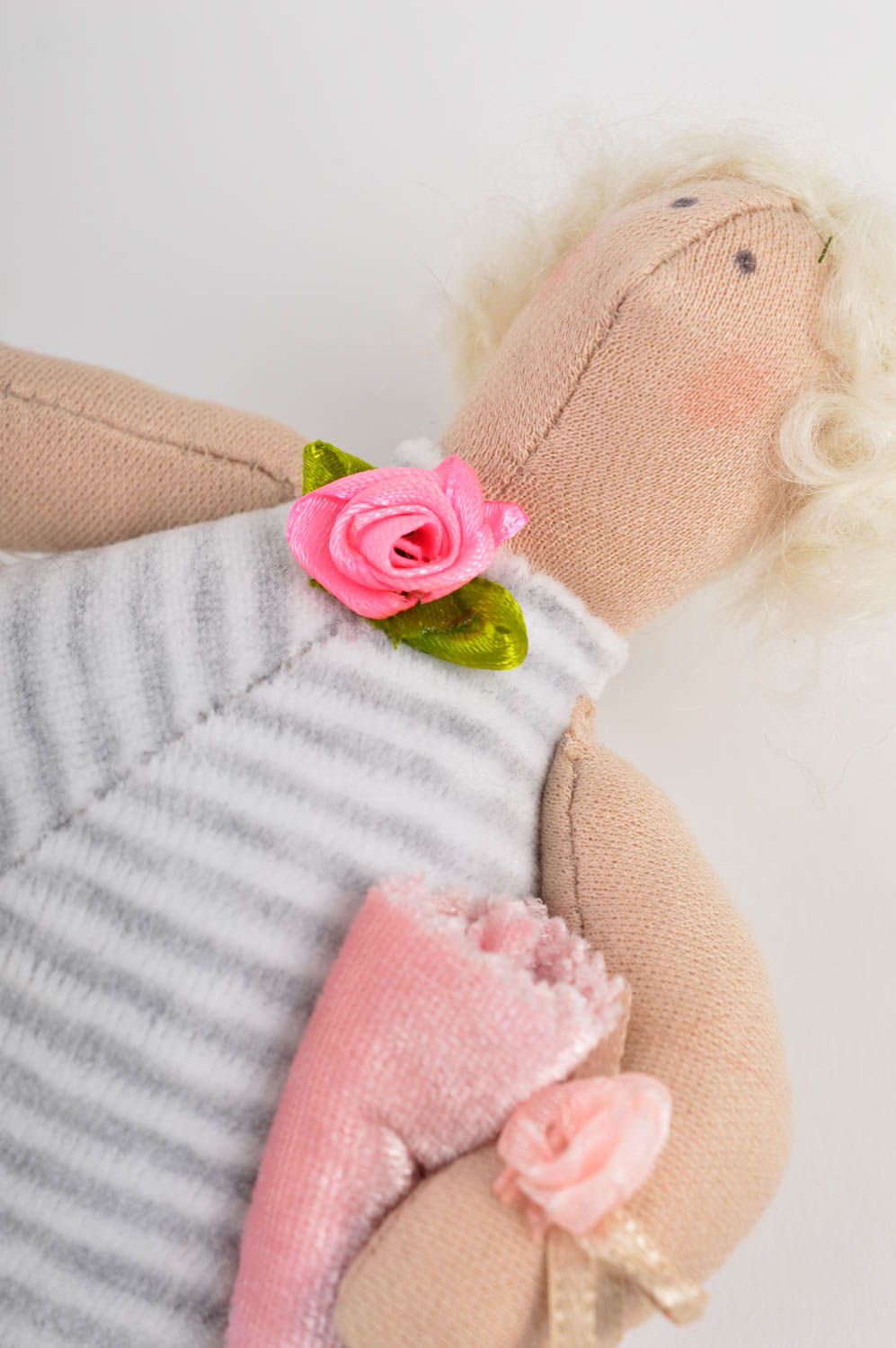 Handmade cute stylish doll unusual textile toy beautiful soft toy for kids photo 4