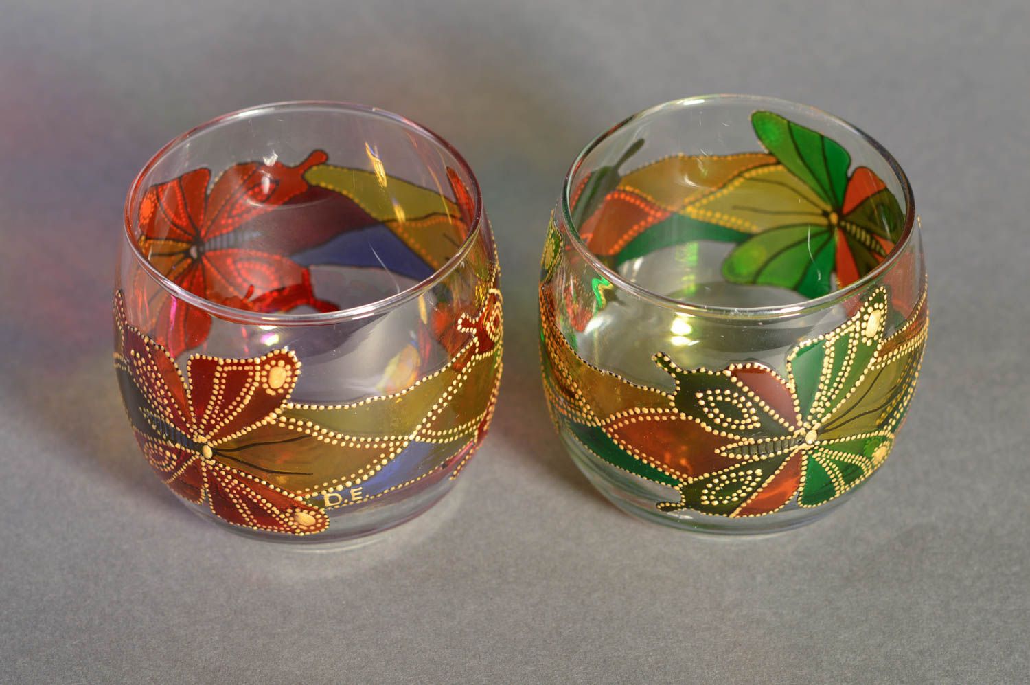 Candeleros de cristal hechos a mano pintados originales bonitos 2 piezas foto 2