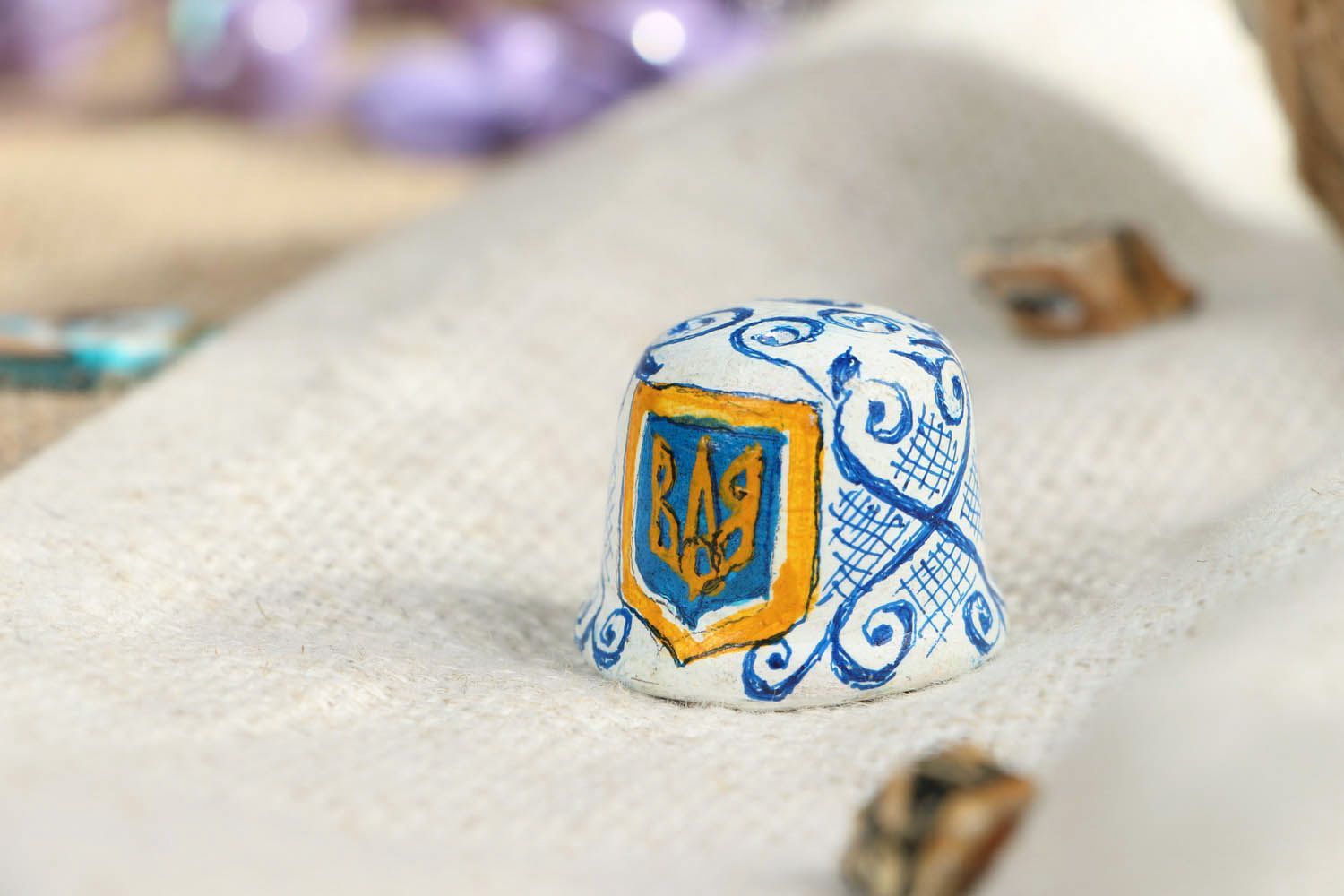 Dé à coudre décoratif en céramique fait main Ukraine photo 5