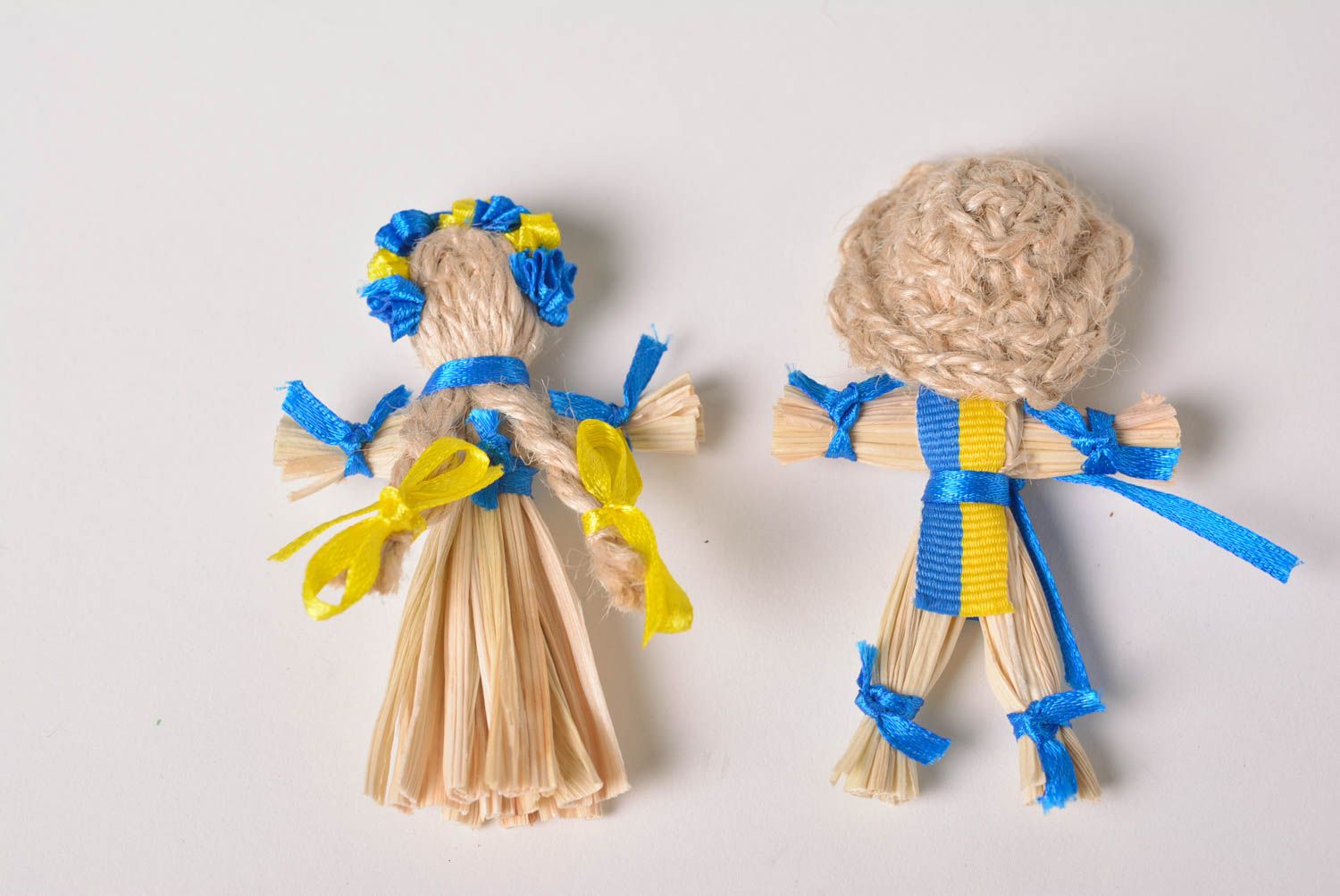 Handmade designer cute dolls 2 dolls made of straw home interior amulet photo 5