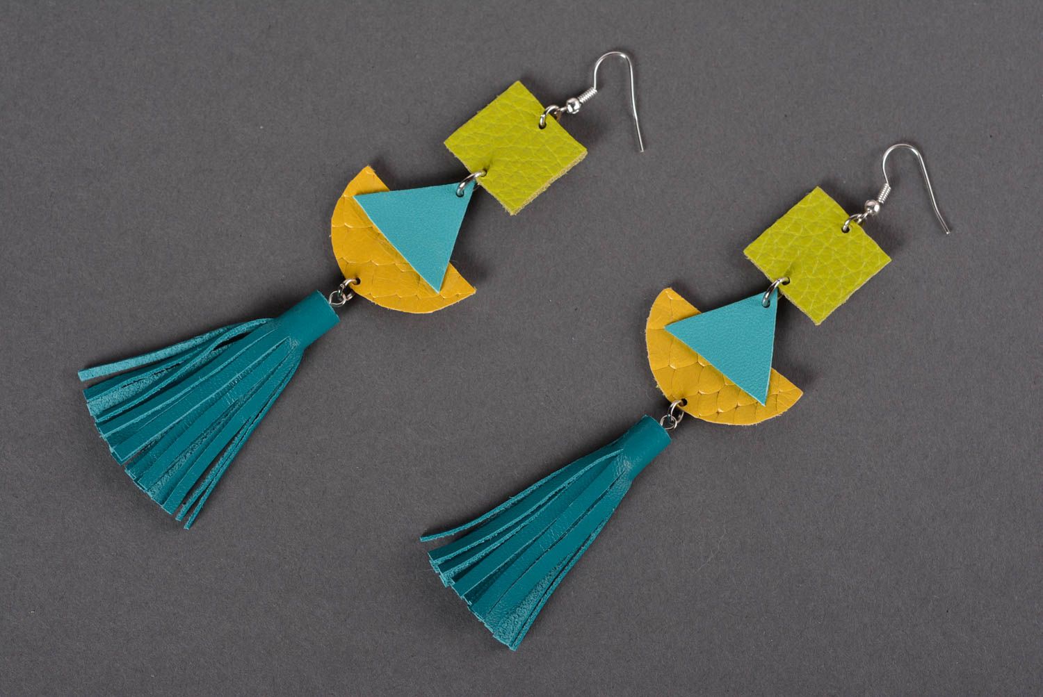 Handmade Leder Schmuck Damen Ohrringe Geschenk für Frauen Designer Schmuck bunt foto 4