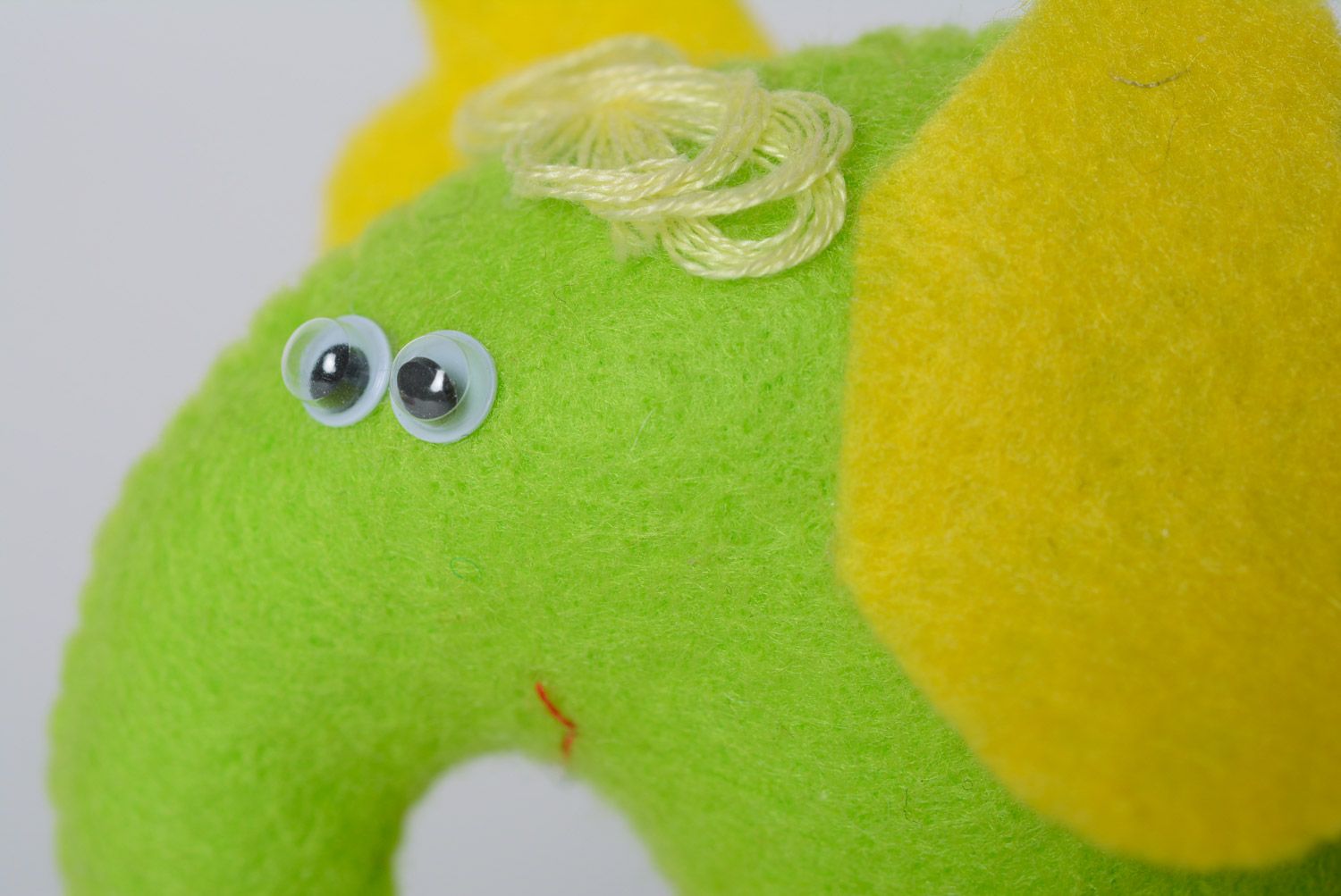 Handmade designer interior soft toy green elephant made of felt present for children photo 2
