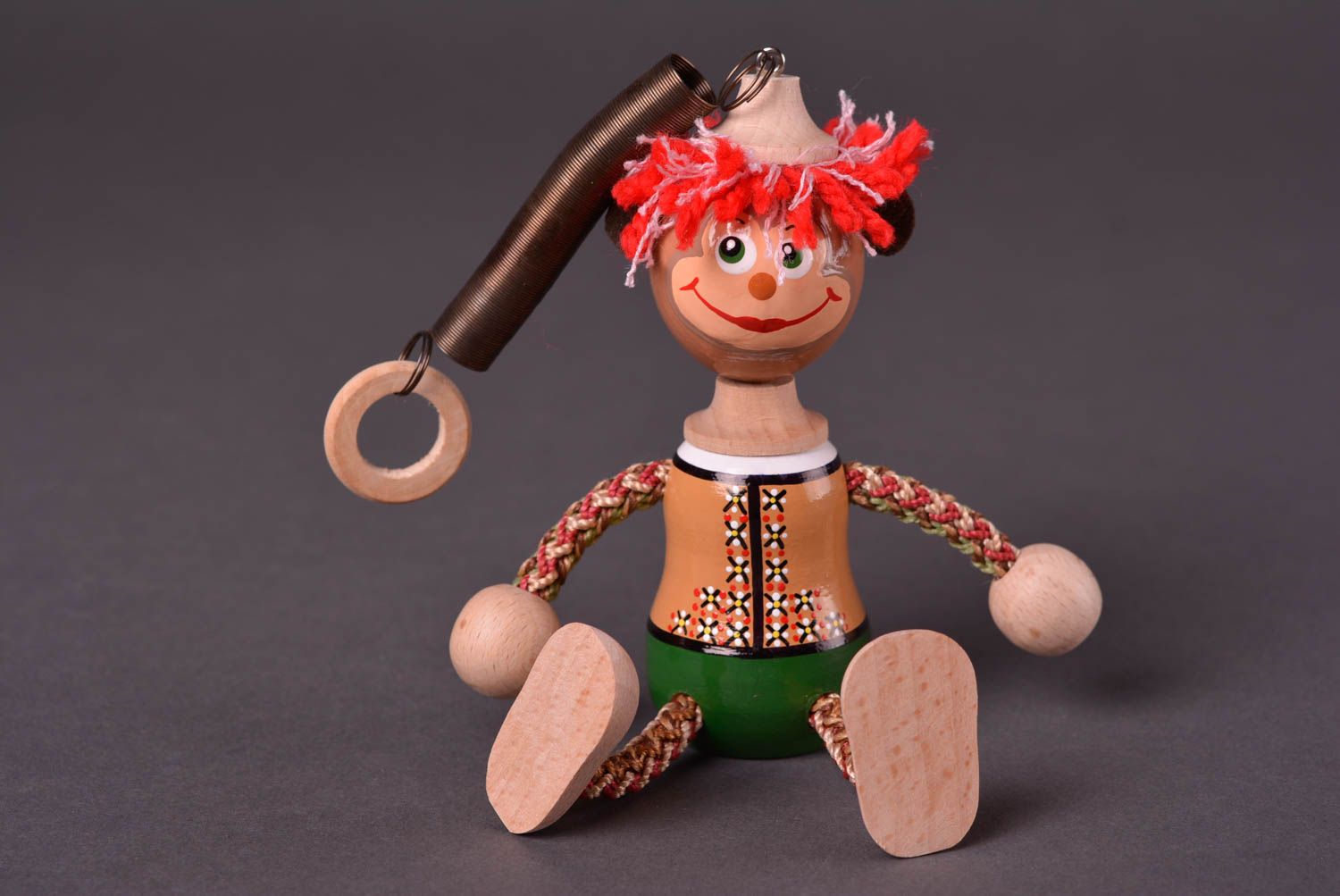 Handgefertigt Affe Spielzeug Holzspielzeug Öko Geschenk für Kinder grell foto 1