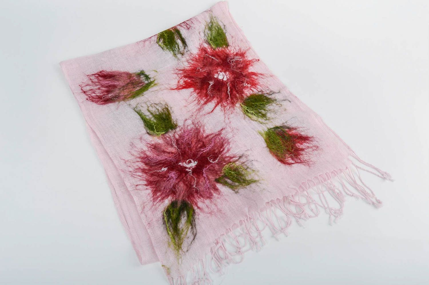 Beautiful handmade felted wool scarf silk scarf  fashion accessories for girls photo 3