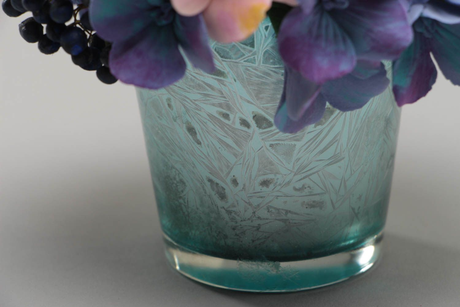 Handgemachte Deko Blumen Komposition im Topf aus japanischem Polymer Ton  foto 3
