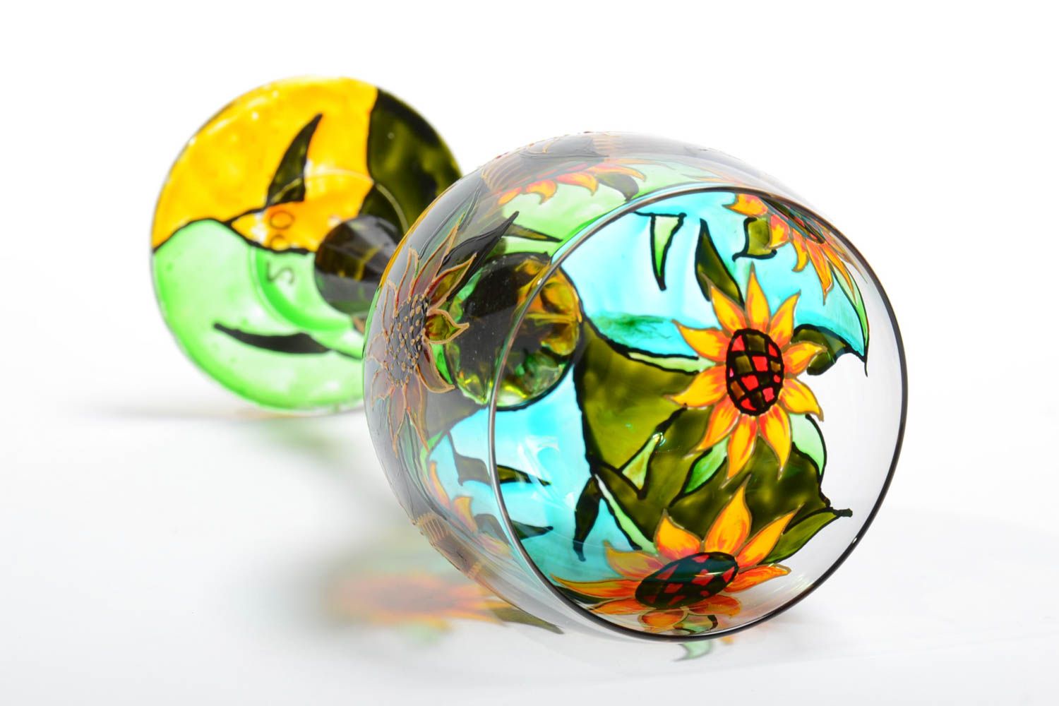 Handmade Römer Glas Designer Geschirr Geschenk Idee mit Vitrage Malerei 300 ml foto 5
