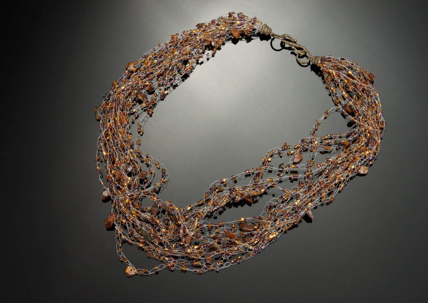 Necklace made of tiger's eye fragments photo 1