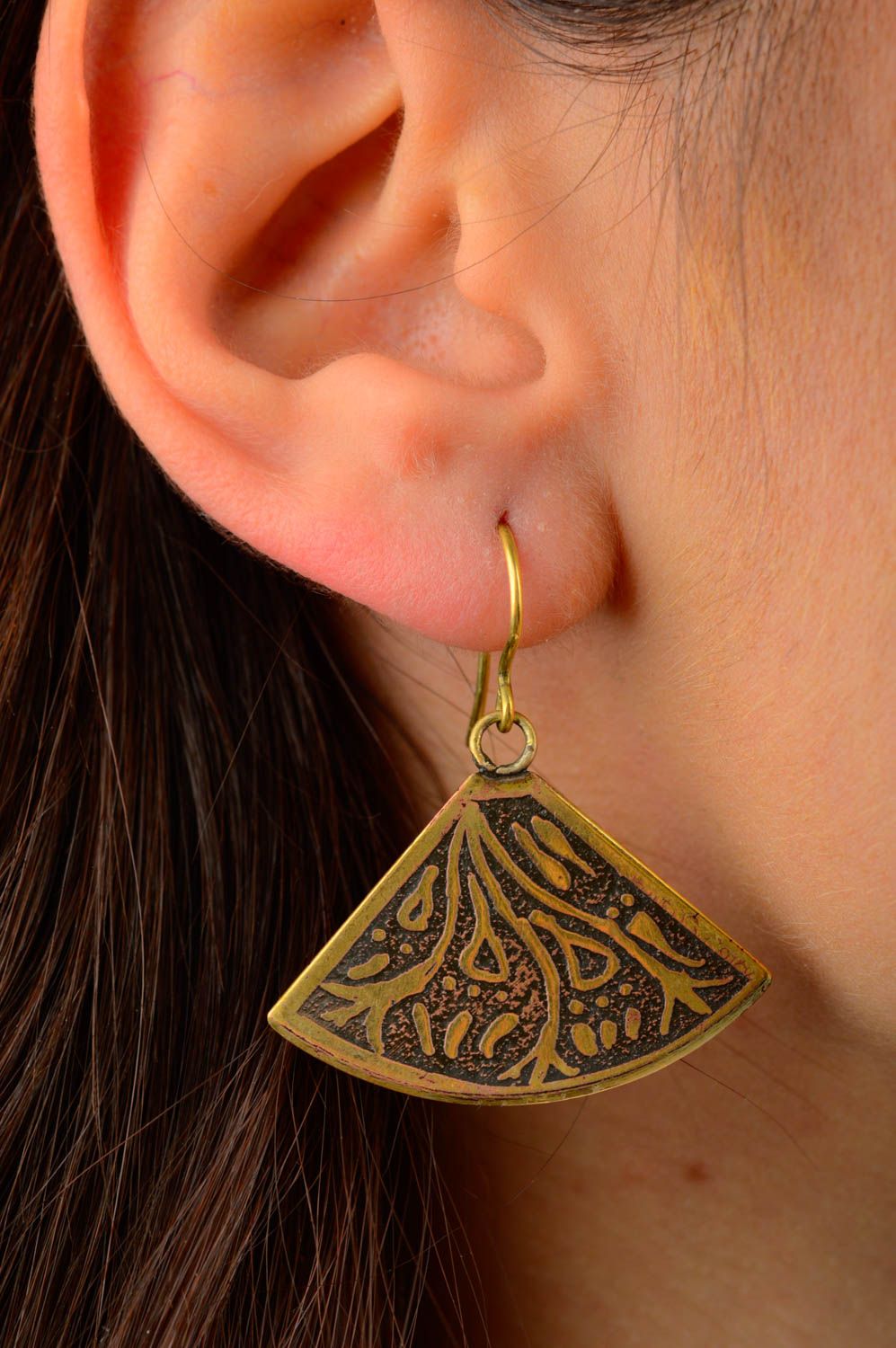 Handmade brass earrings handmade metal jewelry brass accessories for girls photo 2