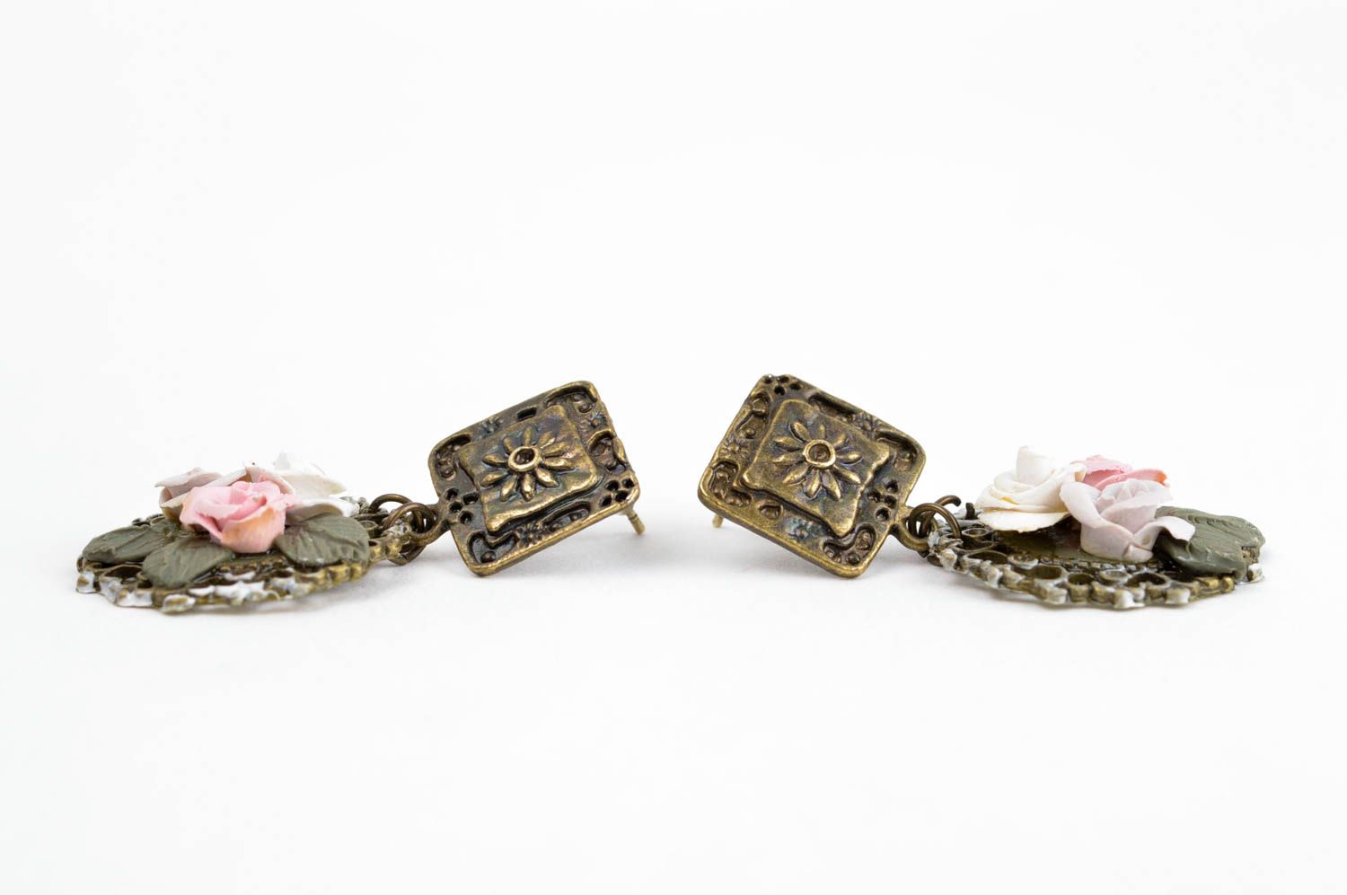 Handmade cute romantic earrings long stylish earrings jewelry in vintage style photo 2