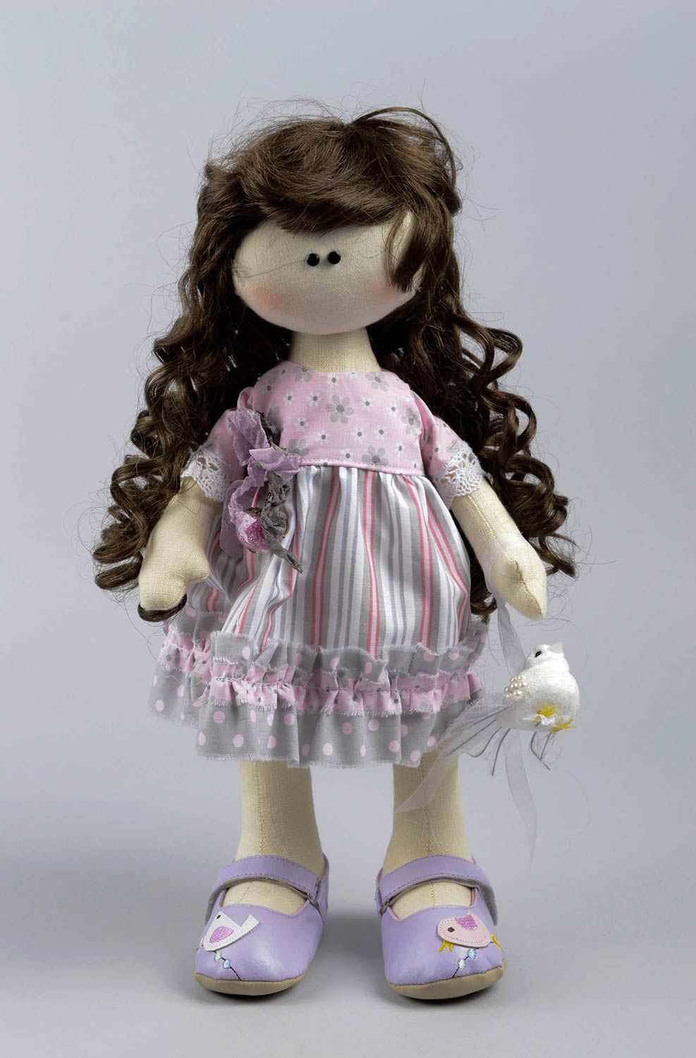 Grande poupée Jouet fait main lin coton dentelle Cadeau fille original photo 1