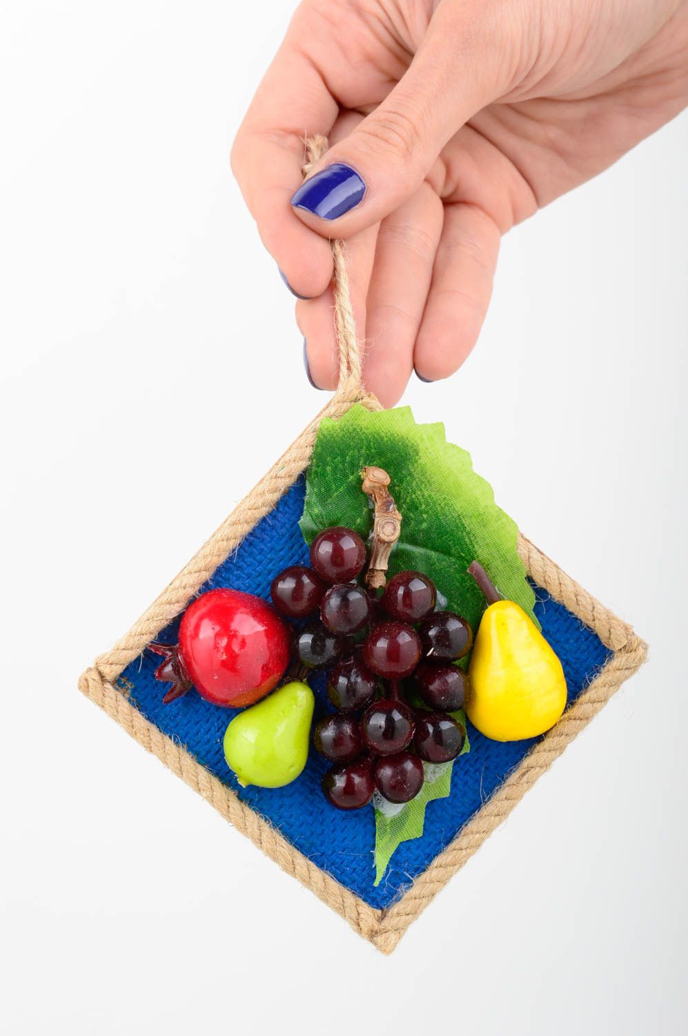 Magnet frigo fait main Aimant frigo carré avec fruits Décoration cuisine design photo 2