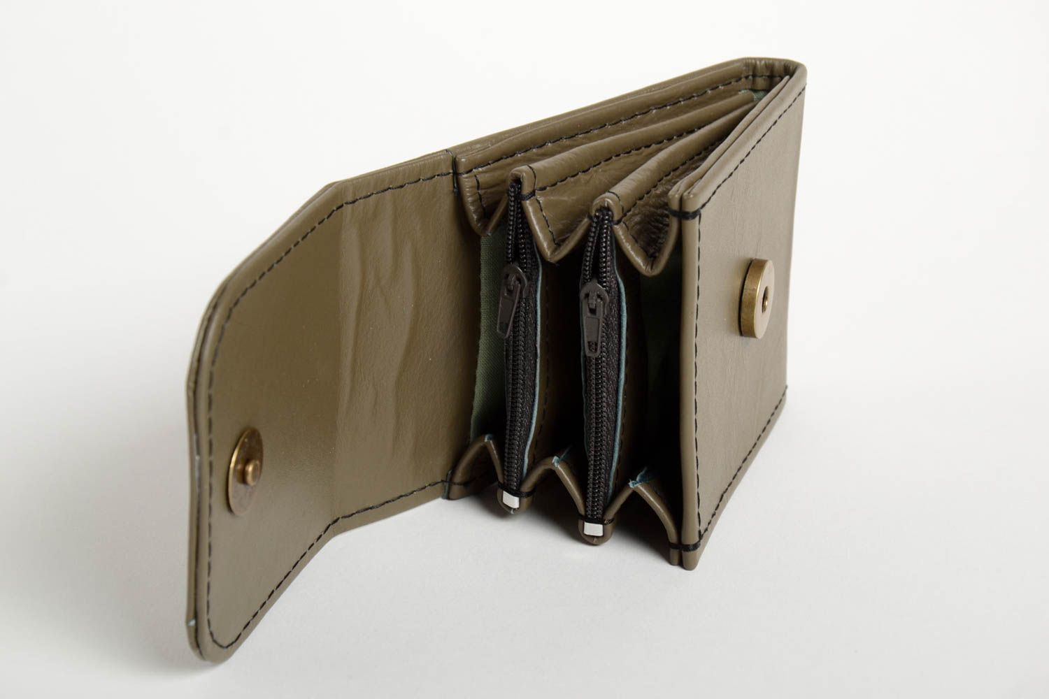 Braune Leder Geldbörse handmade Accessoire für Frauen Damen Geldbeutel foto 2