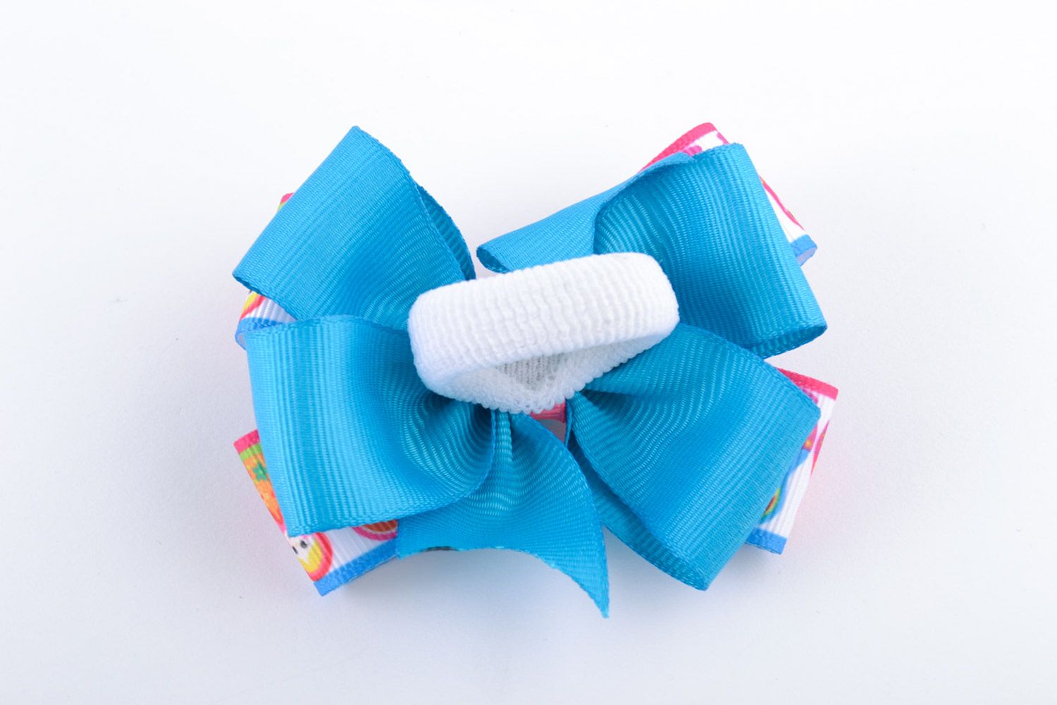 Handmade bright colorful ribbon bow hair tie for little girl photo 3