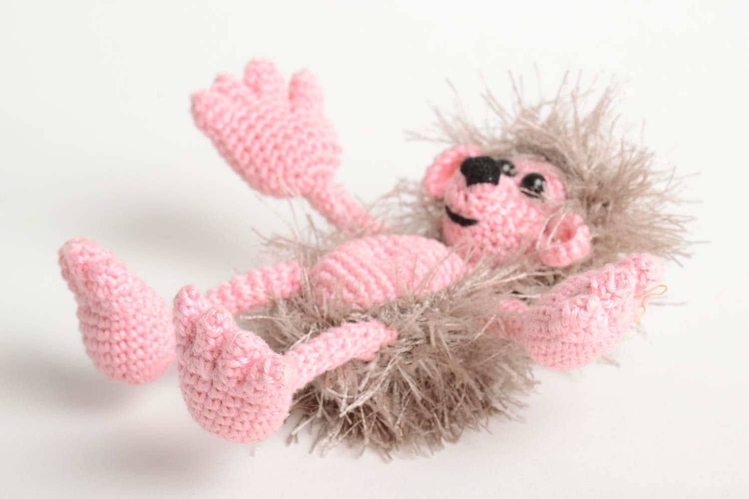 Handmade crocheted toy stylish unusual toy for kids funny hedgehog toy photo 4
