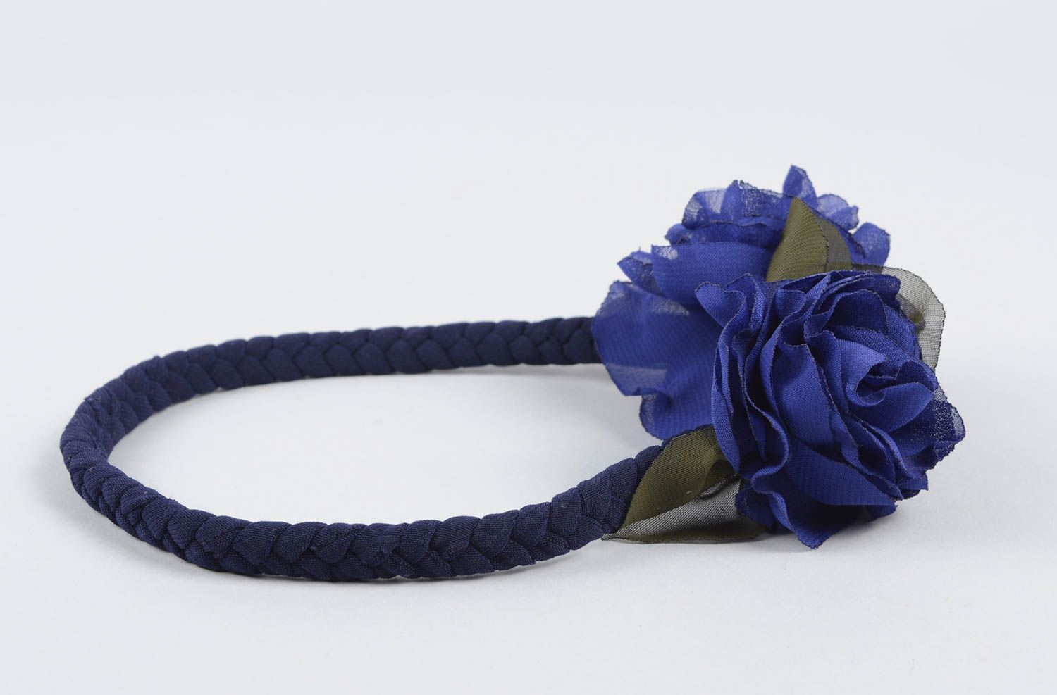 Haarband mit Blume handgefertigt Haarschmuck Blüte Haar Accessoire in Blau  foto 3