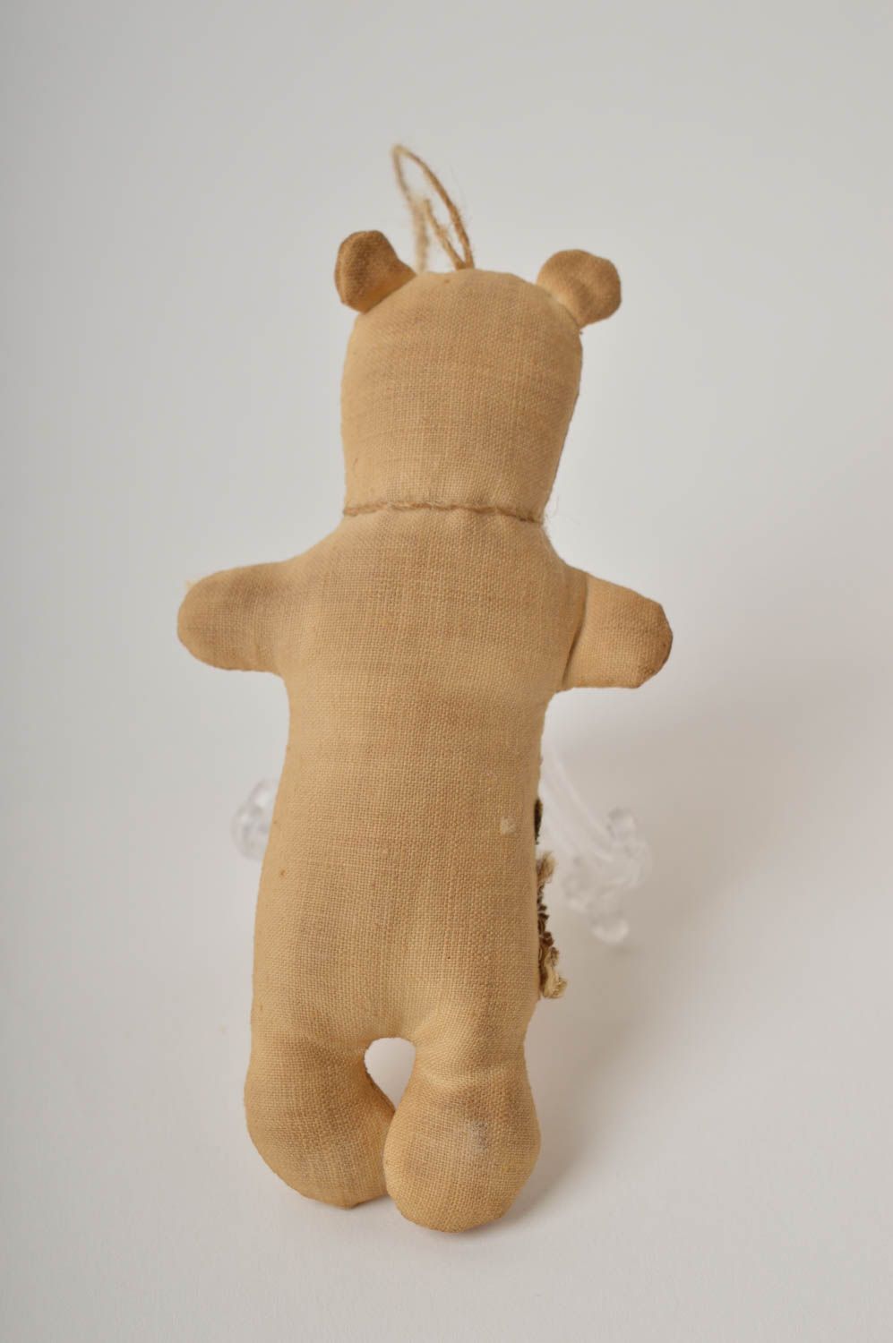 Jouet ours Peluche fait main en tissu marron petit Décoration à suspendre photo 3
