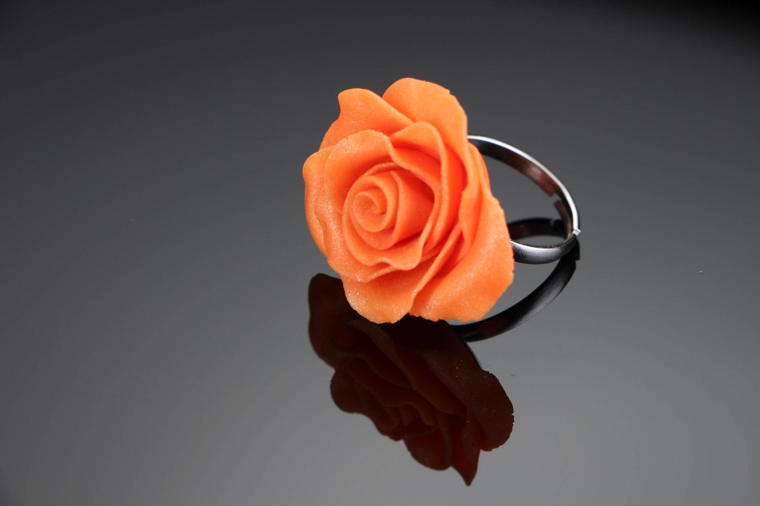 Ring made of polymer clay Rose photo 3