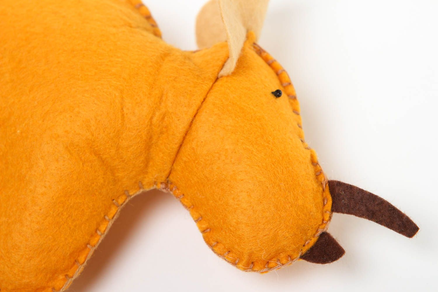 Peluche dinosaure faite main Jouet feutrine orange petit Cadeau pour enfant photo 2