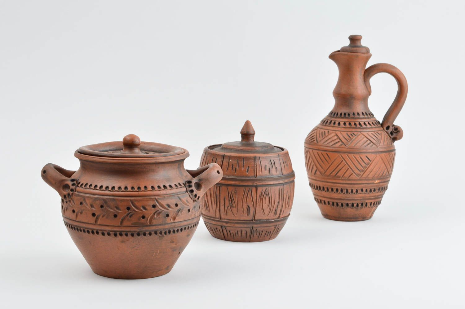 Keramik Krug handmade Topf aus Ton Deko für Küche Keramik Geschirr Set 3 Stück foto 4