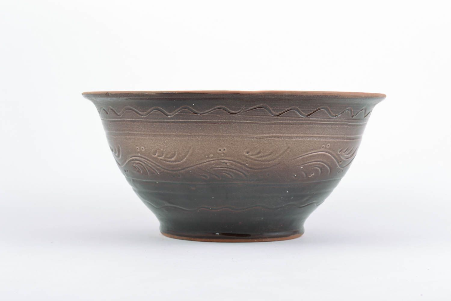 Large handmade designer glazed clay bowl 2 l eco kitchenware ideas photo 2