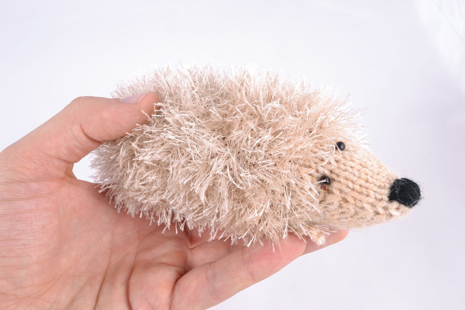 Soft knit toy of beige color Hedgehog photo 2