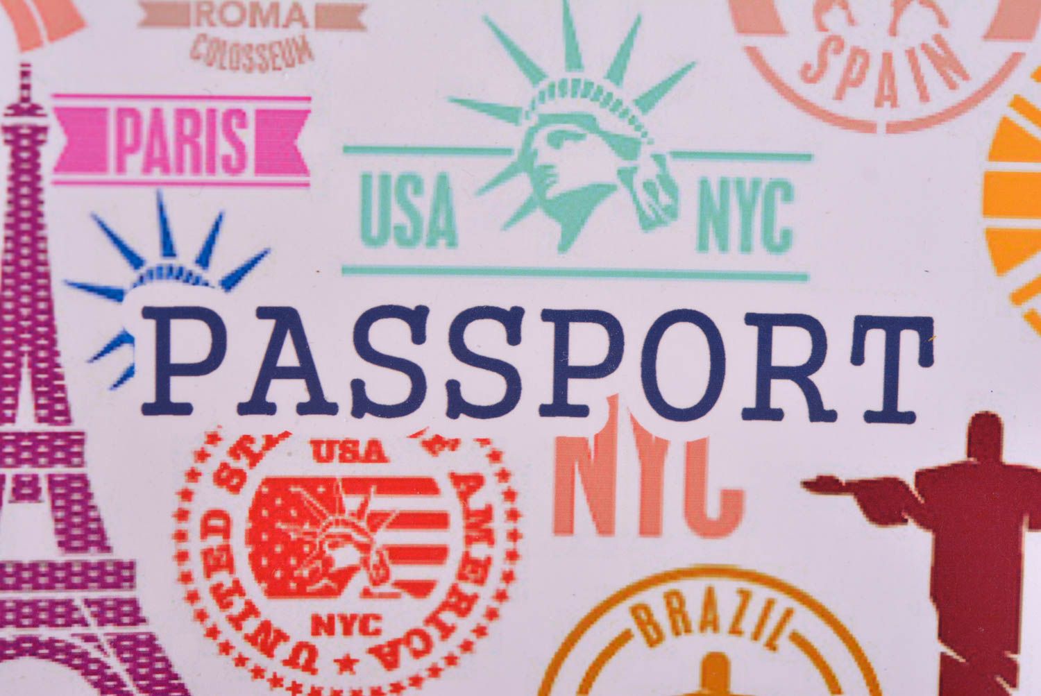 Handmade Reisepass Umschlag Geschenk für Mädchen Pass Schutzhülle Städte bunt   foto 3