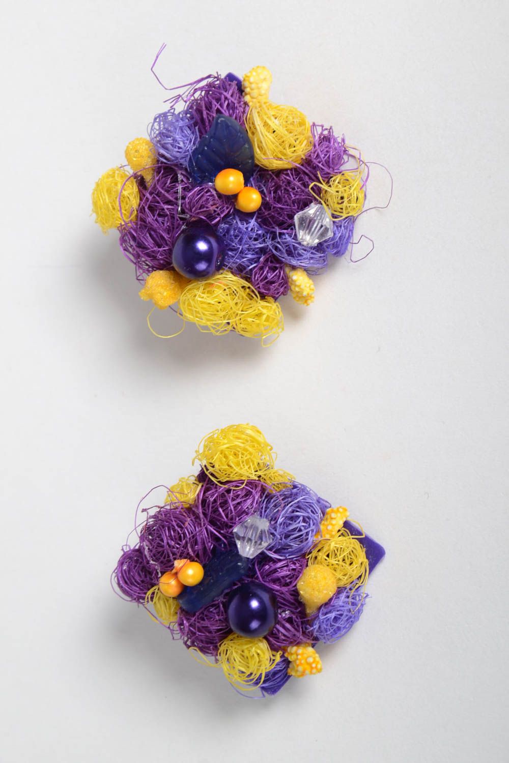 Модные серьги украшение ручной работы серьги с подвесками из пластики фиолетовые фото 5