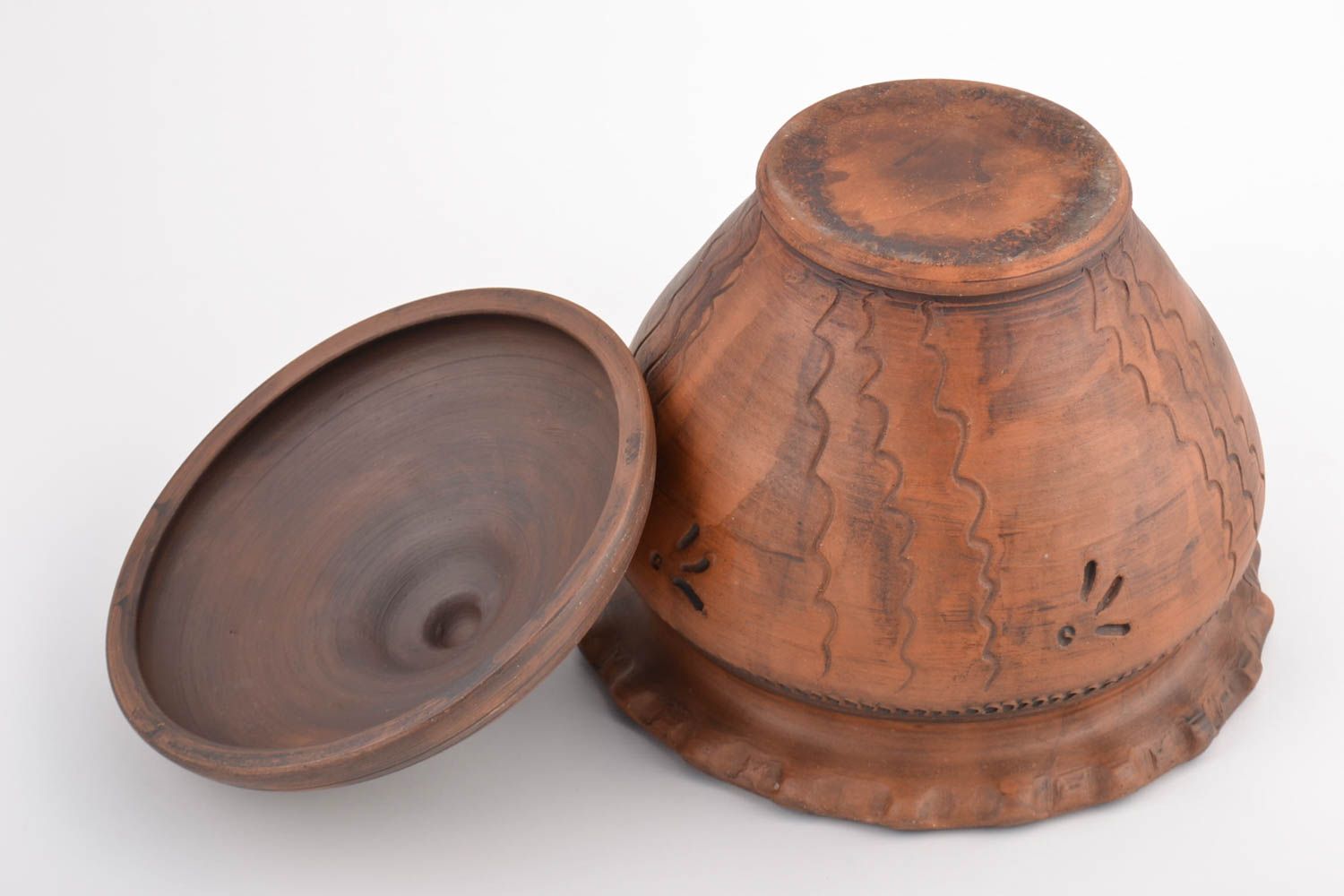 Pote de arcilla con tapa artesanal para cocer cerámica lechera 3,5 l foto 5