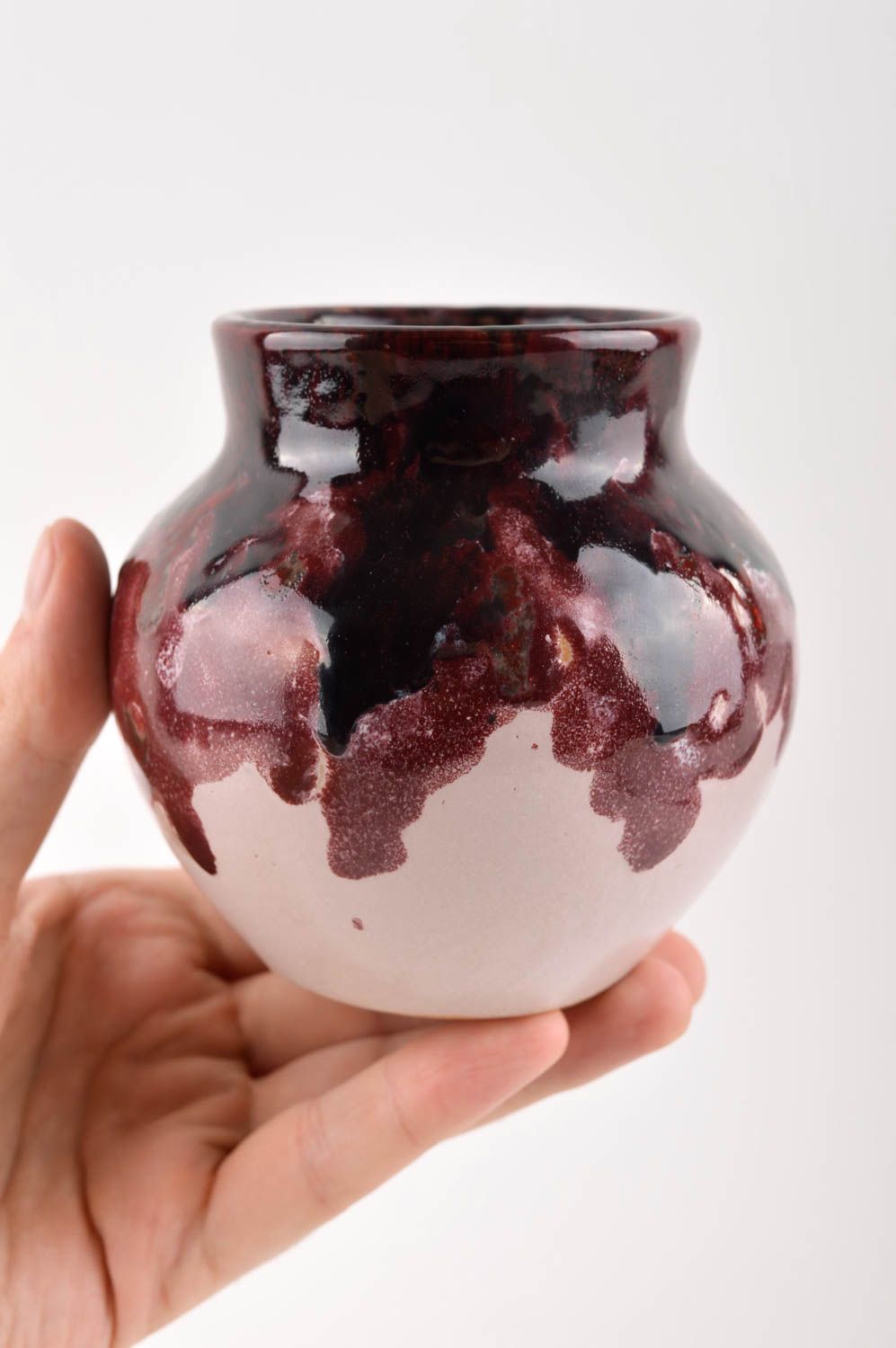 Ваза для декора ручной работы красивая ваза глиняная с глазурью декор для дома фото 5