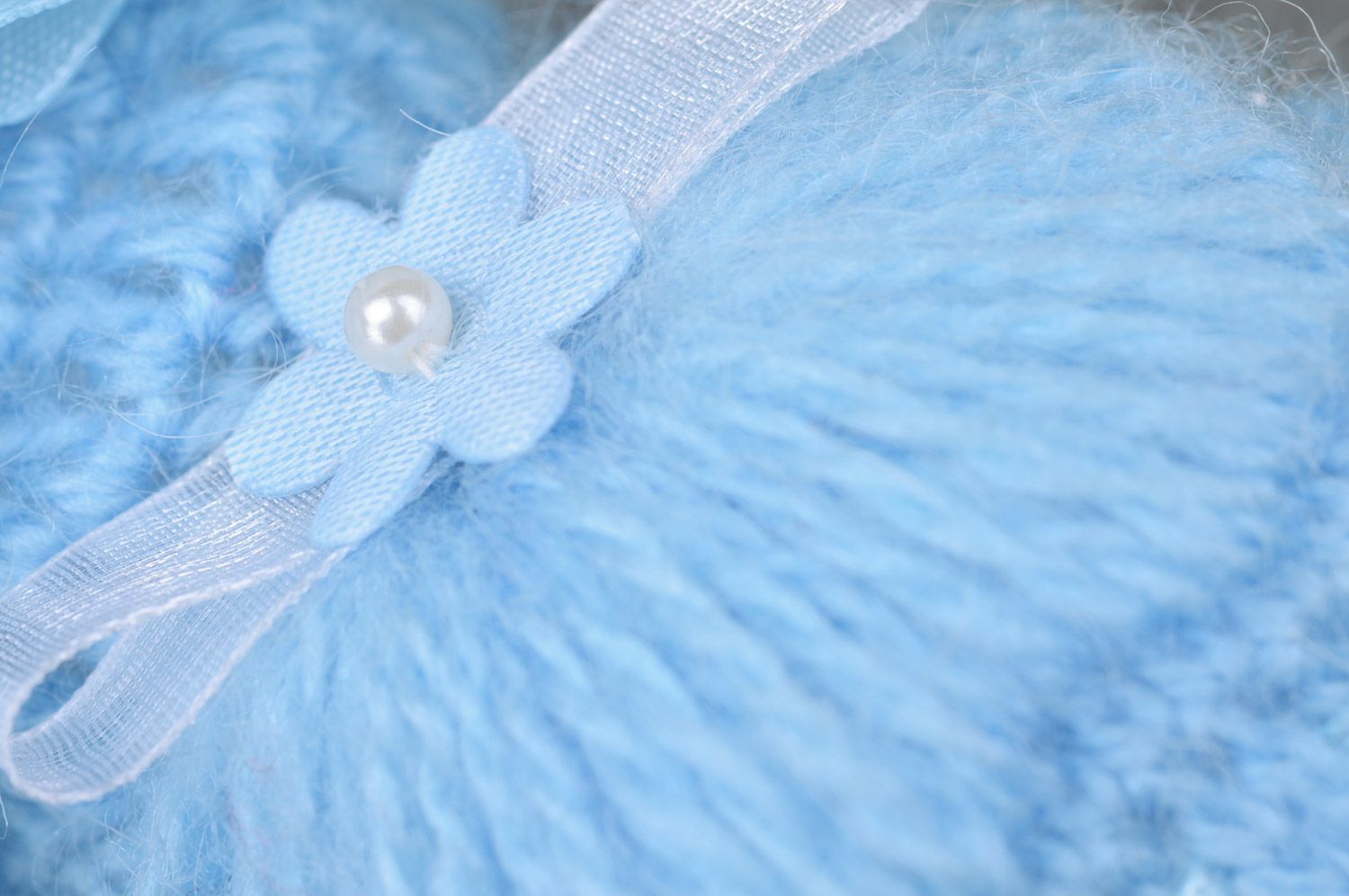 Chaussons de bébé bleu clair tricotés en acrylique faits main pour fille photo 4