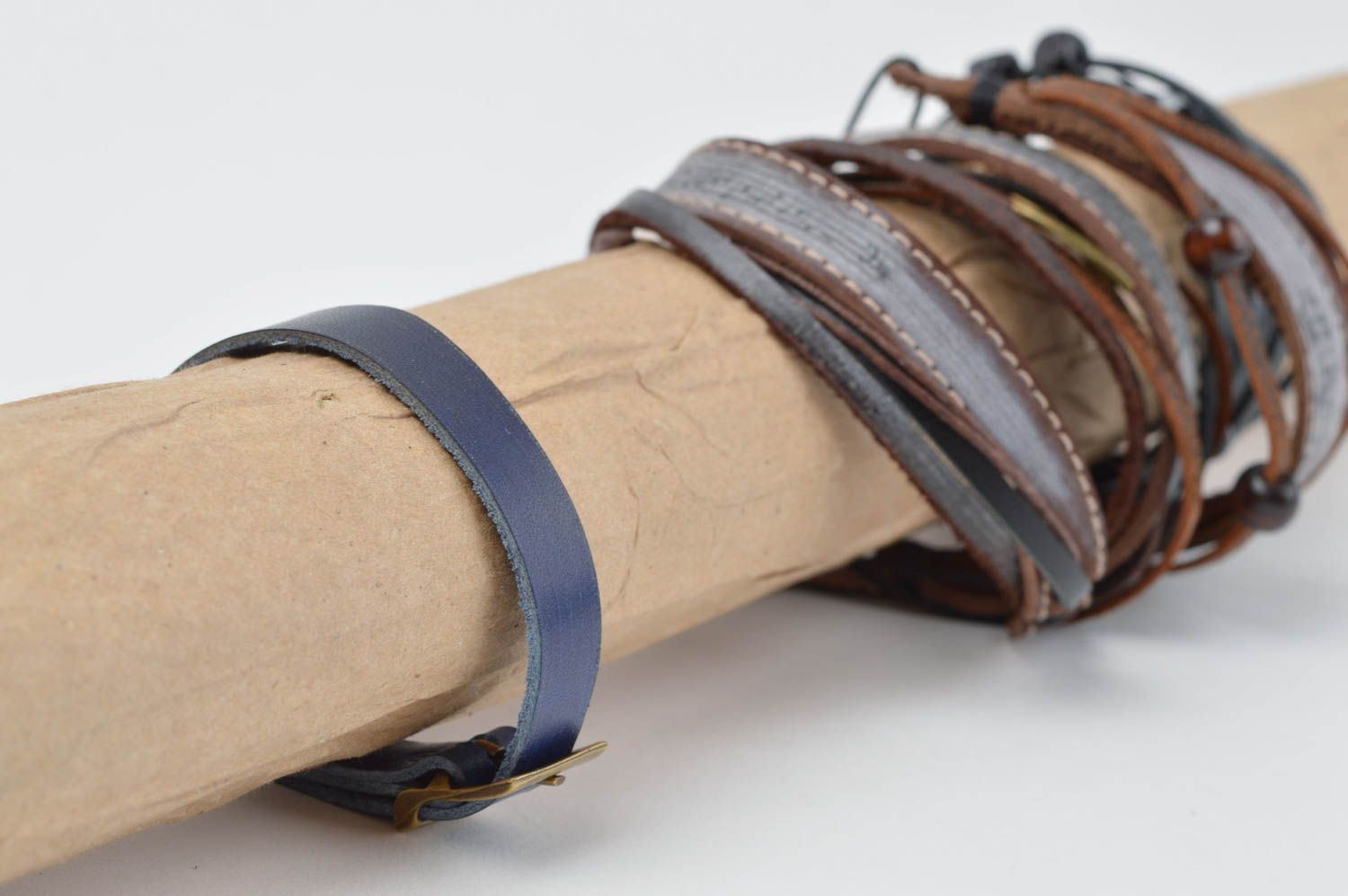 Stylish handmade leather bracelet leather goods fashion accessories gift ideas photo 2