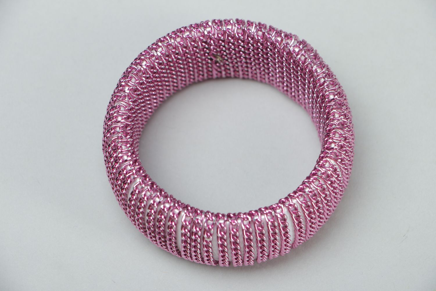 Handmade metal bracelet of violet color photo 2