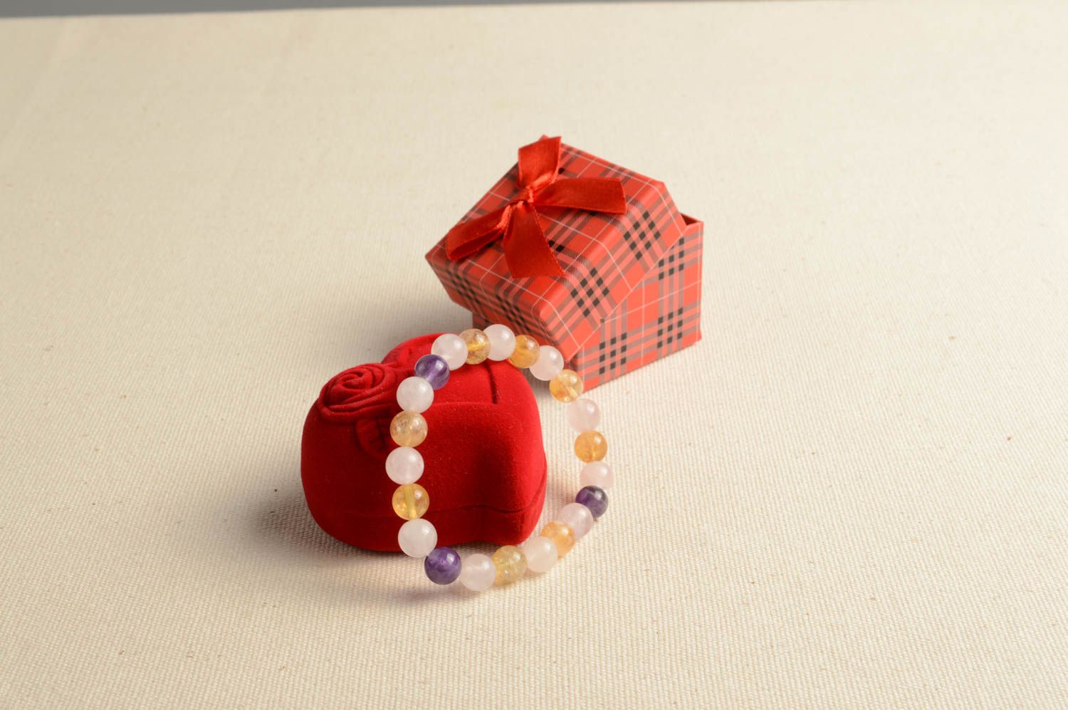 Rosenquarz Armband handgefertigt hochwertiger Modeschmuck Frauen Geschenk foto 1