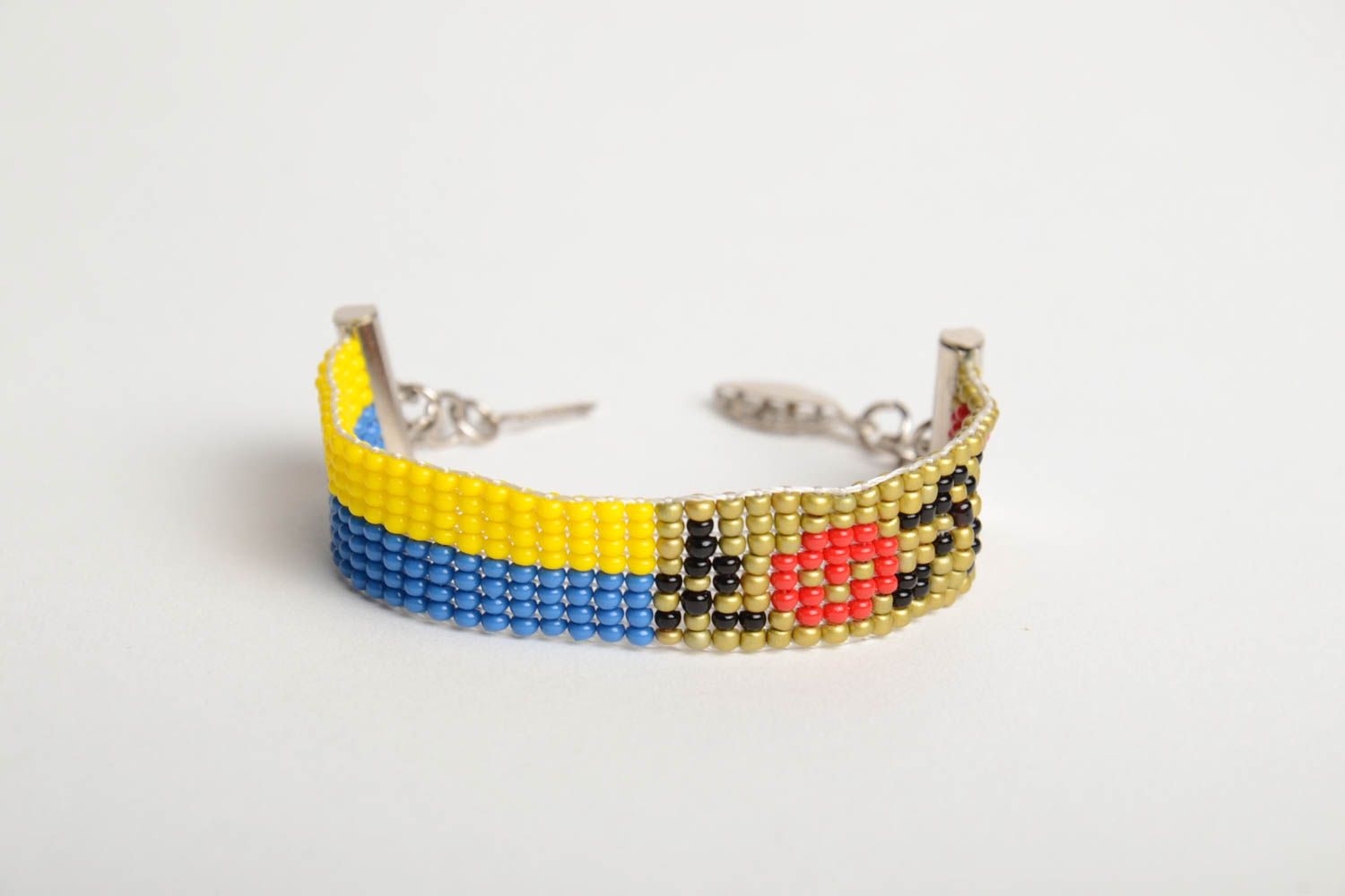 Bracelet tissé en perles de rocaille tchèques fait main multicolore original photo 3