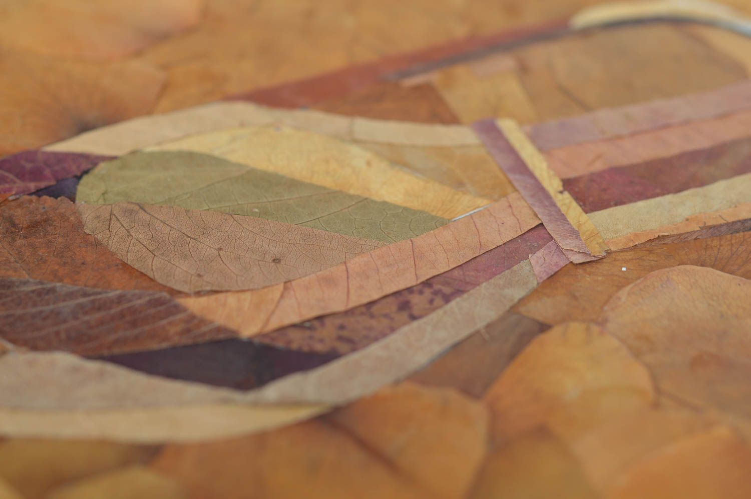 Картина из сухих листьев и лепестков роз на ткани ручной работы Тюльпаны фото 4