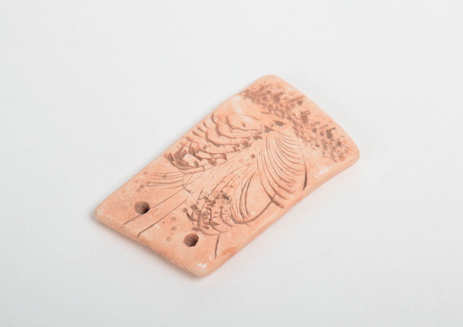 Original handmade clay pendant blank with pattern photo 4