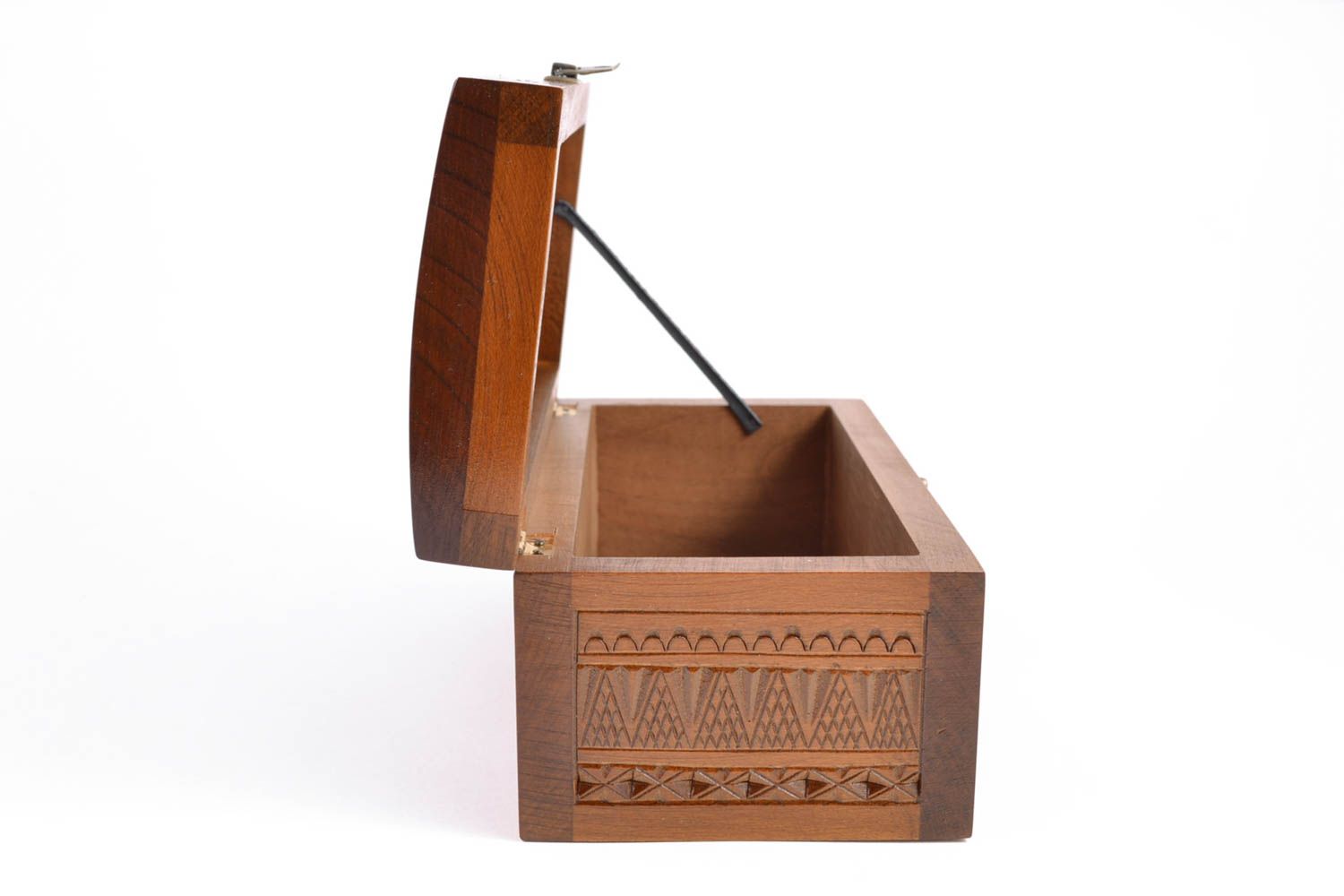 Belle boîte à bijoux de bois naturel faite main sculptée avec incrustation photo 4