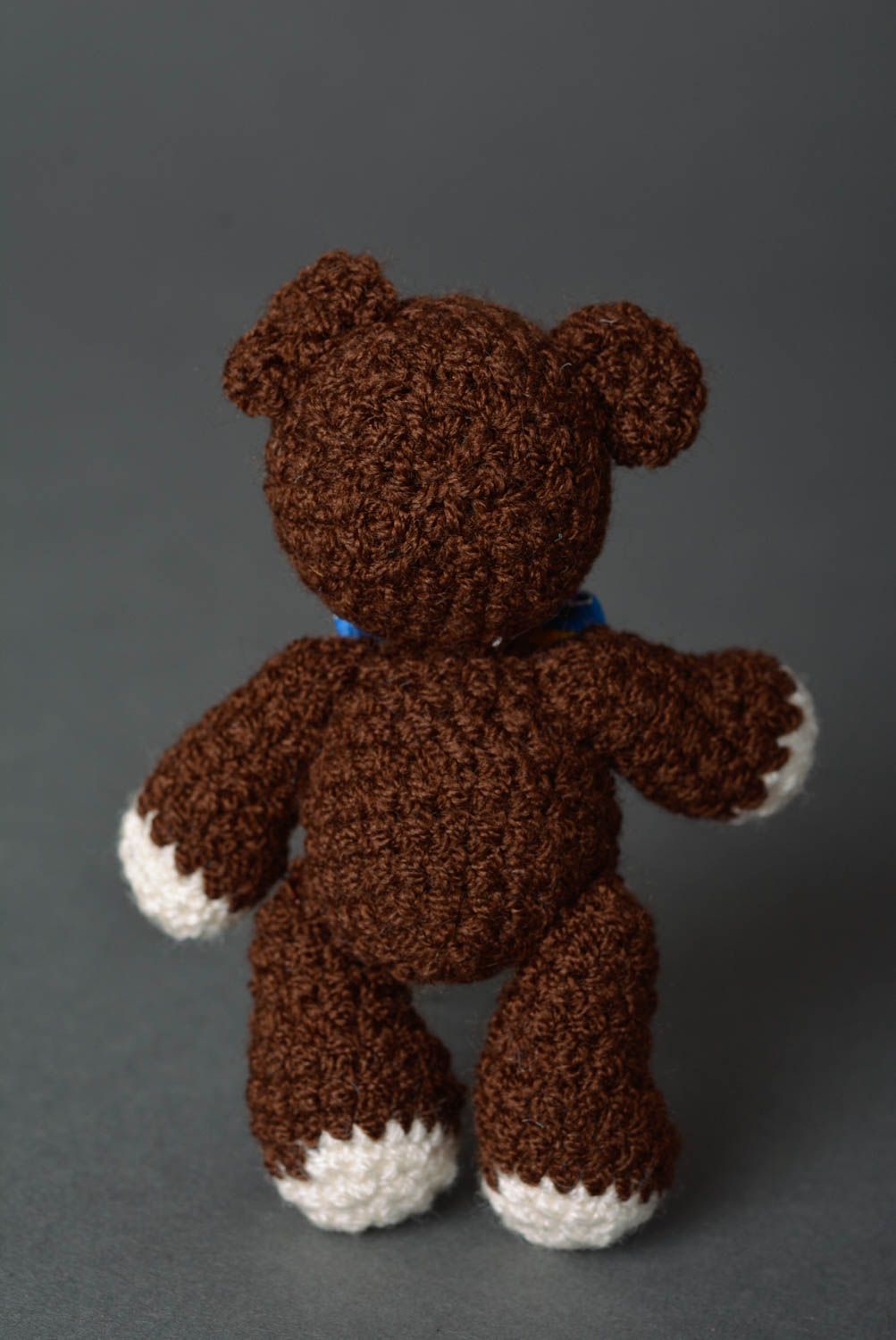 Jouet ours marron foncé Peluche faite main tricotée au crochet Cadeau enfant photo 3